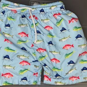 Colorful Fish Print Swim Shorts